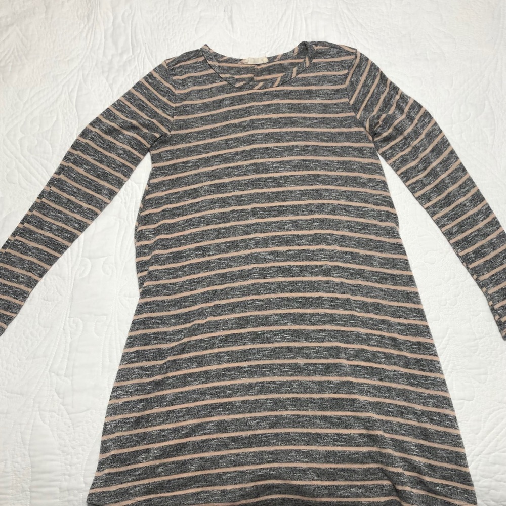 Grey and Light Pink Striped Dress